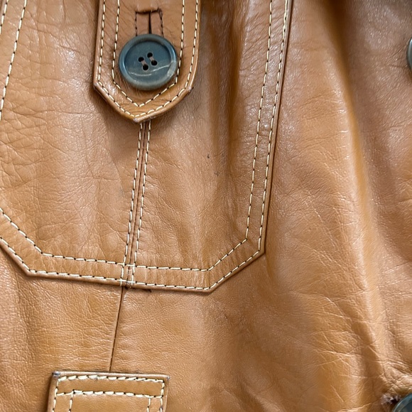 1970s 70s Vintage Leather trench coat with a matching belt unisex - Picture 6 of 9